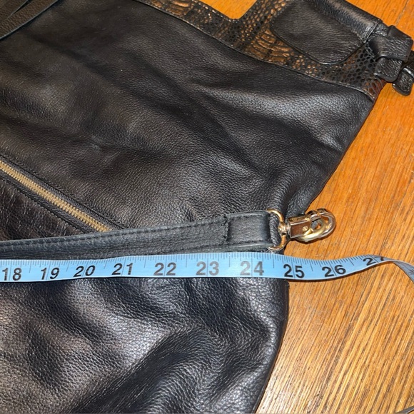 Foley + Corinna Black Leather Multi-Functional Bag with Animal Print Accent EUC - Picture 4 of 16